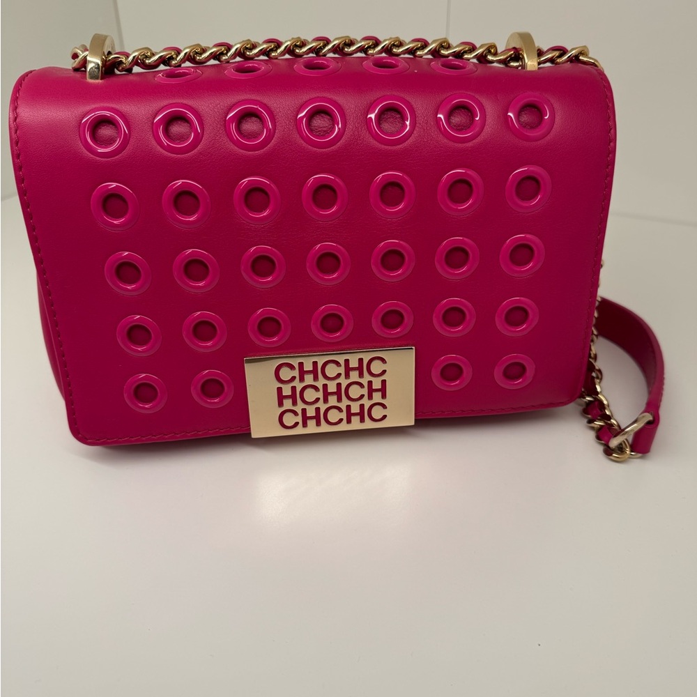 Carolina Herrera Pink Grommets Shoulder Bag